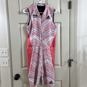 Adidas W Lg Zubaz Sleeveless Speed Running Compression Track 90s Pink Tiger RARE